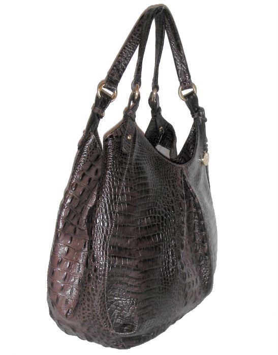 Brahmin Anne Truffle Melbourne Croc Embossed Leather XL Hobo Shoulder 