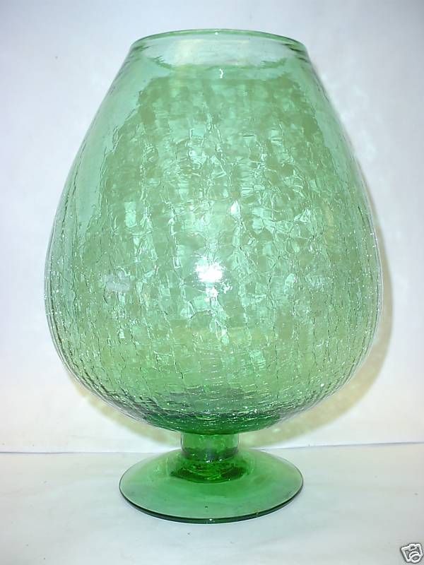 Vintage Green Crackle Art Glass Brandy Inhaler Snifter