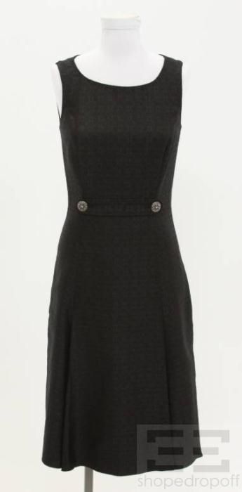 Signature  Black Brocade Sleeveless Dress Size 4 New 