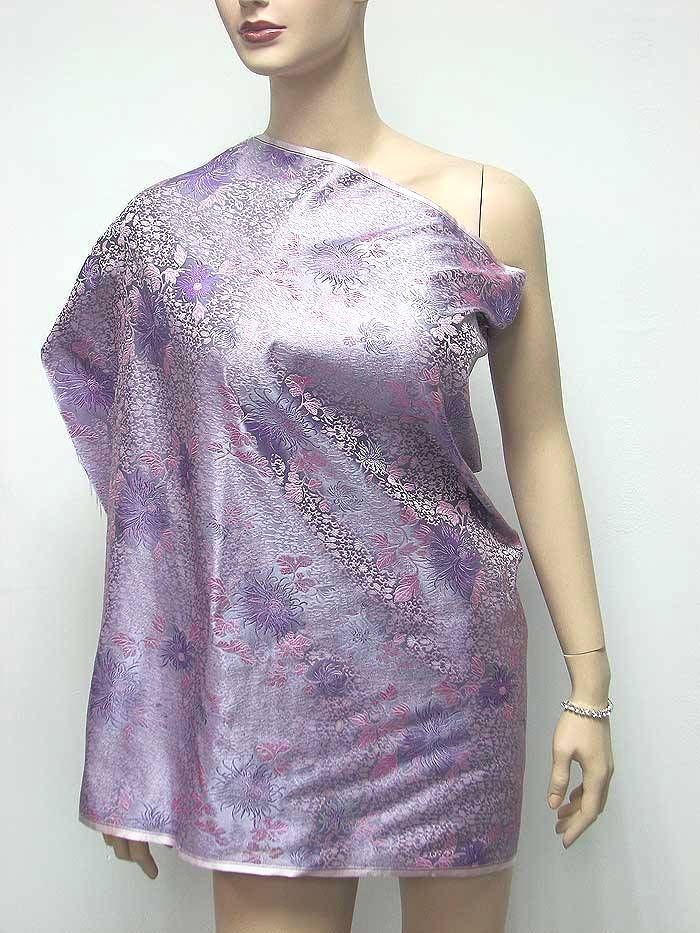 Chinese Brocade Fabric Material Lilac Floral Upholstery Yardage