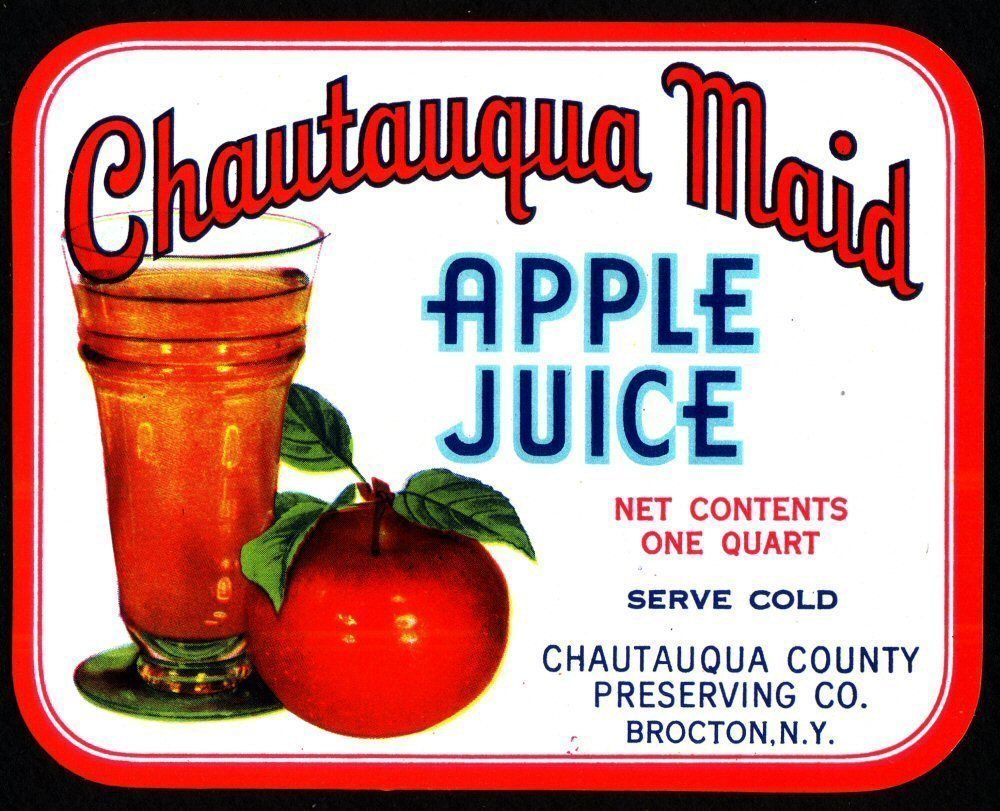   Maid Apple Juice Label 1940s Brocton NY Original Vintage