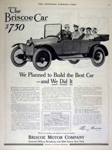 1914 Briscoe Automobile Vintage Print Ad