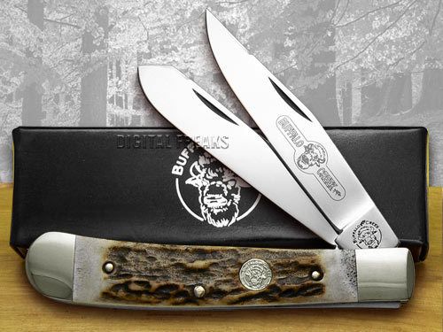 Buffalo Creek Deer Stag Trapper Pocket Knife Knives