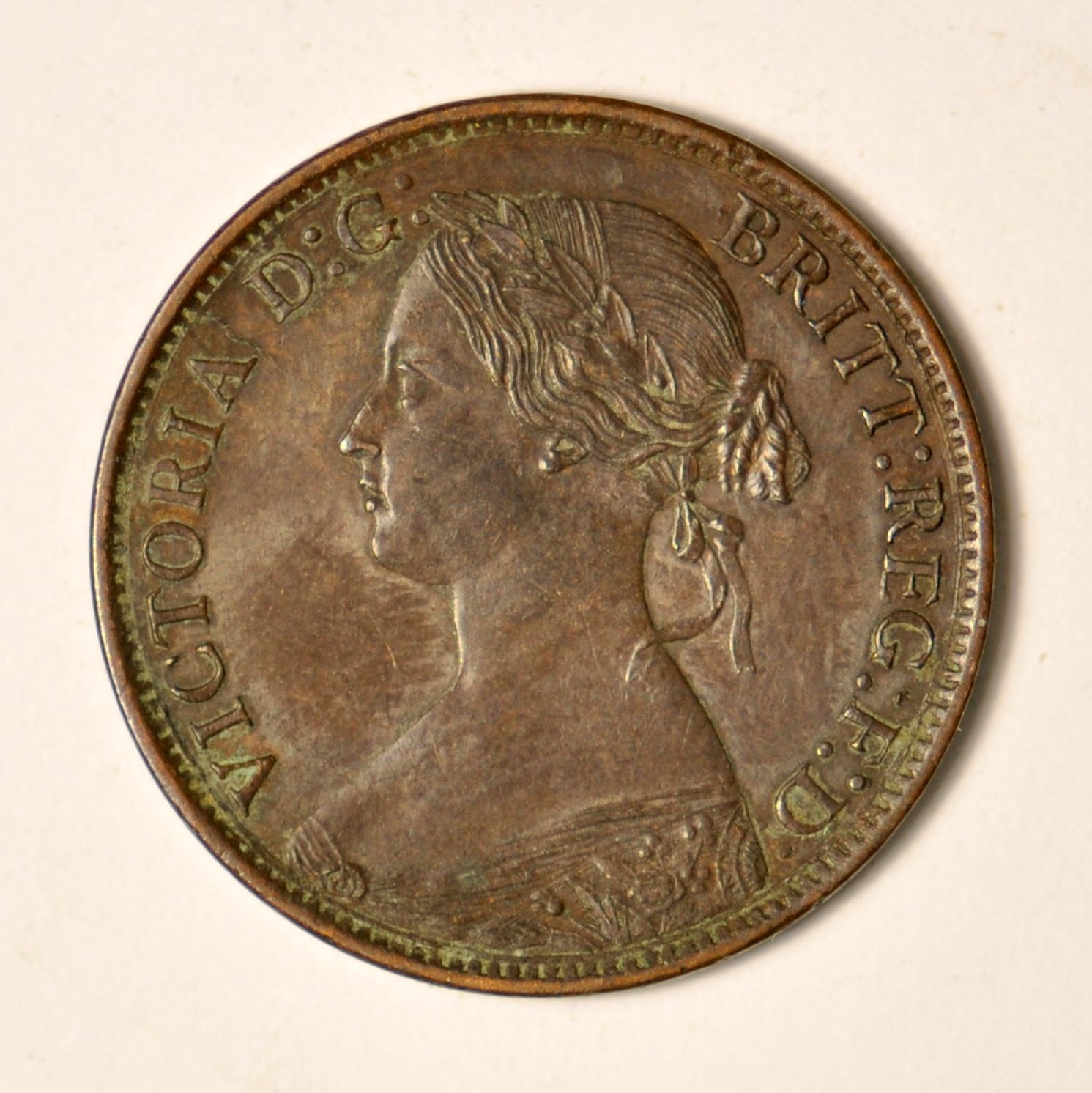 GB VICTORIA BUN HEAD FARTHING   1862 ++ HIGH GRADE    AU ++