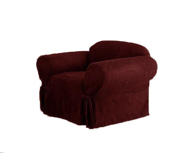 PC Burgundy Soft Micro Suede Arm Chair Slip Cover New
