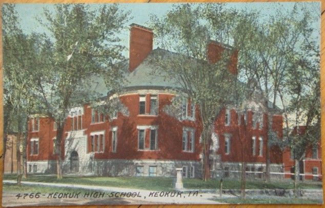 1914 Postcard High School Building Keokuk Iowa IA