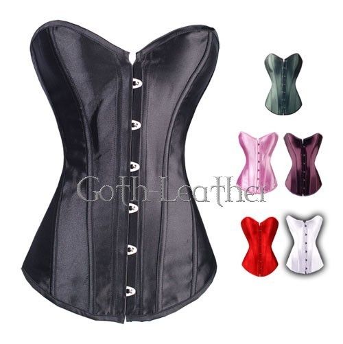 Black Satin CORSET Bustier Steel Busk 4XL strapless midnight GL A074 