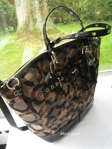 Coach Purse Chelsea Signature Camouflage LG Emerson Shoulder Satchel 