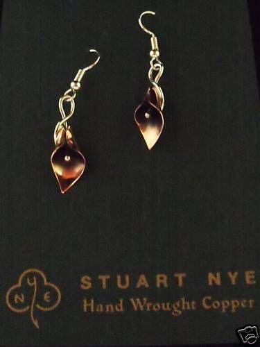 Stuart Nye Copper Sterling Calla Lily Dangle Earrings