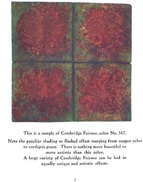 1905 Cambridge Faience Mantel Color Wall Tile Catalog