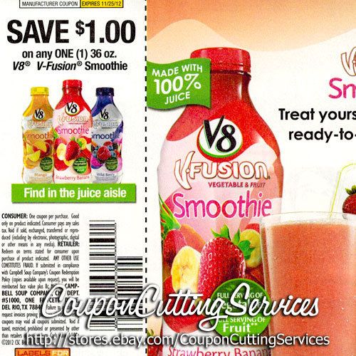   Coupons V8 V Fusion Smoothie Juice $1 Off One Any Flavor x11 25