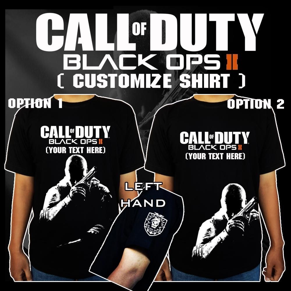 Cod Call of Duty Black Ops 2 II Xbox360 PS3 PC Black T Shirt Tee 