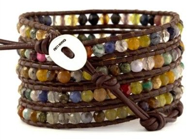 190 Chan Luu 5 Wrap Bracelet Multi Semi Precious Gem Stones Silver 