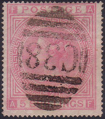 1867 SG126 5S Rose PL 2 Scarce C38 Callao Peru Cancel