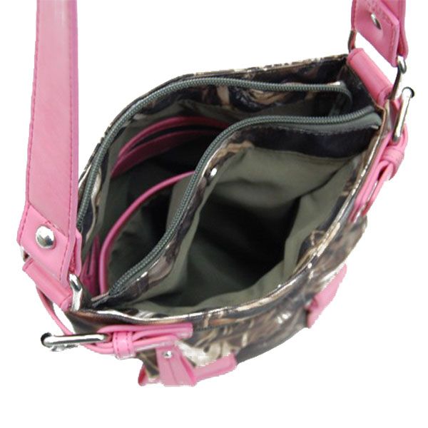 Western Leaf Camo Messenger Crossbody Sling Handbag Purse Women Pink 