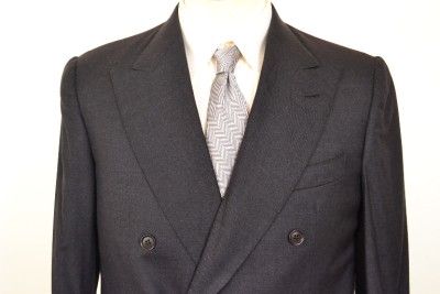 RARE $8500 Gianni Campagna Caraceni Charcoal Grey Double Breasted Suit 