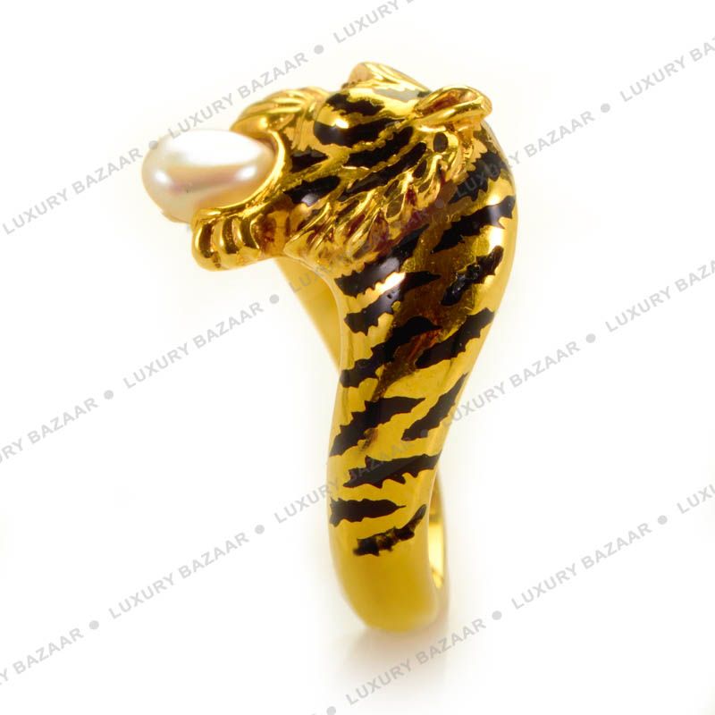 Carrera Y Carrera 18K Yellow Gold and Pearl Tiger Ring