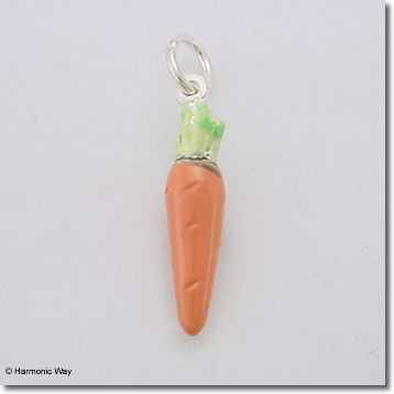 Sterling Silver Enamel Carrot Garden Bunny Food Charm