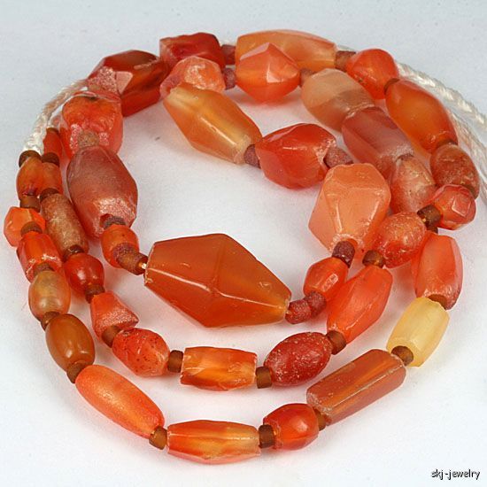 Ancient Faceted Carnelian Bead Strand Pakistan Afghanistan Region 