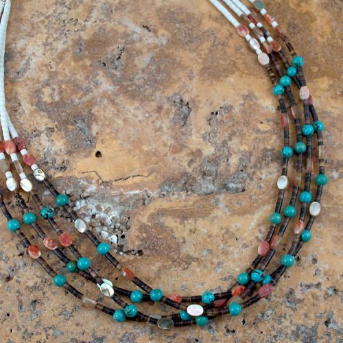 Santo Domingo Heishi Turquoise Shell Necklace Pacheco SKU#221051