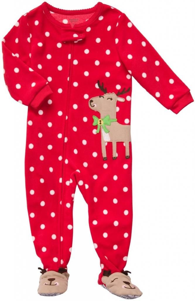 Carters Toddler Reindeer Christmas Footed Sleeper PJ Microfleece 