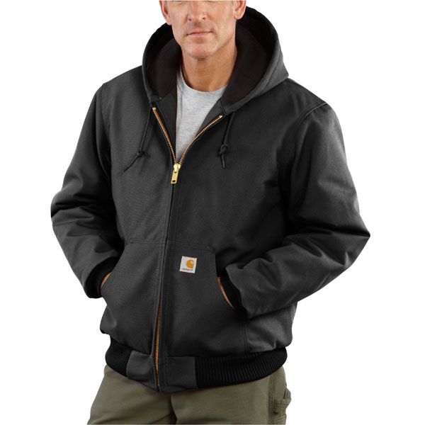 Carhartt Duck Active Jacket Quilted Flannel Lined Black J140 BLK