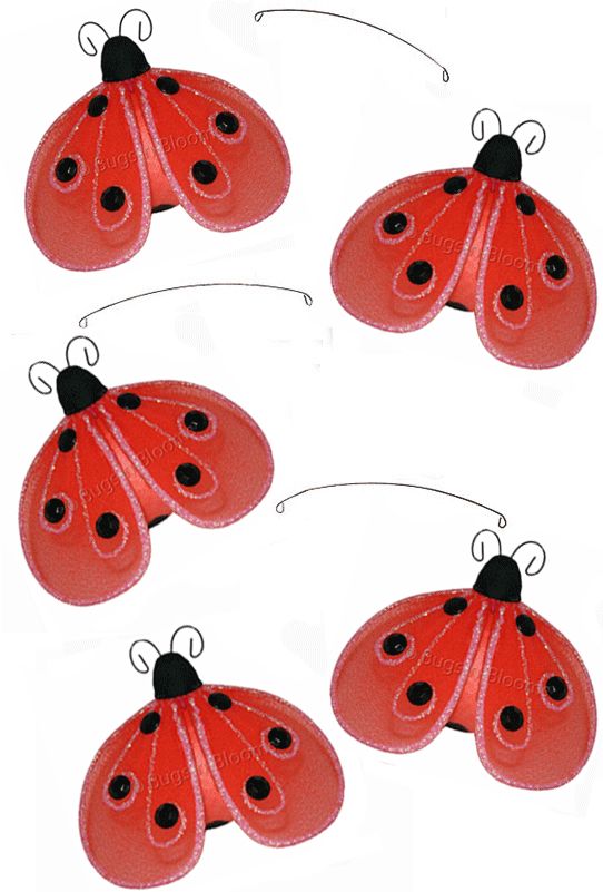 5pc Ceiling Hanging Shimmer Ceiling 4 Red Ladybug Mobile Lady Bug 