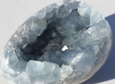 Celestite LG Egg Polished Geode Optical Blue Celestine