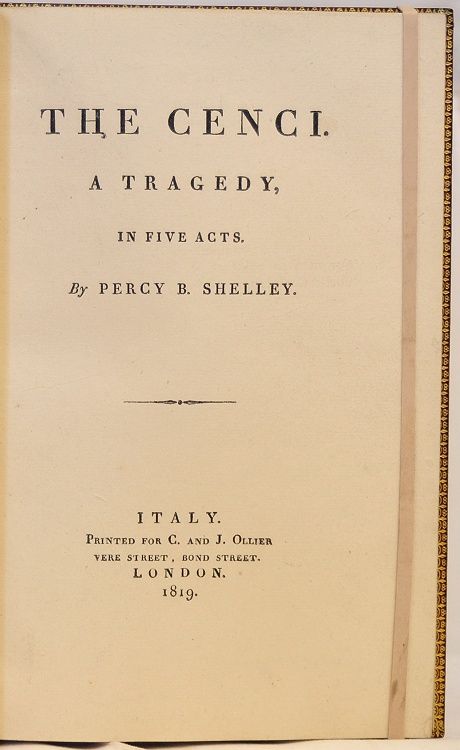 The Cenci by Percy Bysshe Shelley   FIRST EDITION   IN A FINE LEATHER 