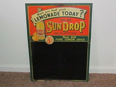 Vintage Sun Drop Lemonade Chalkboard Advertising Sign