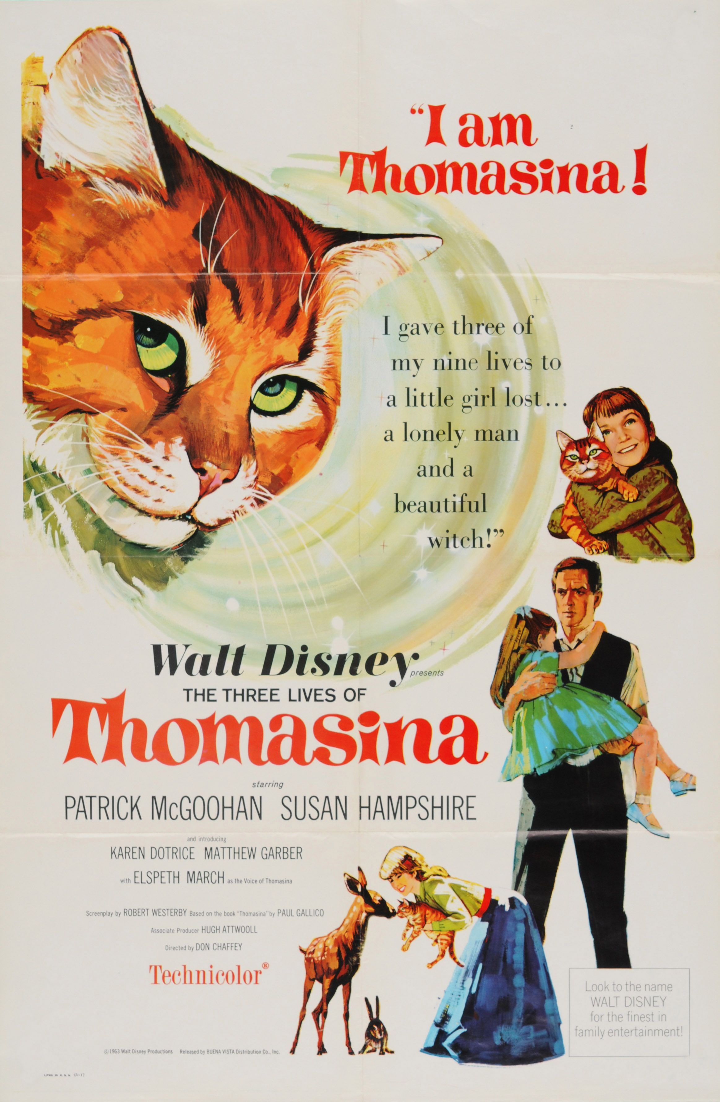 The Three Lives of Thomasina 1964 Orig Movie Poster 1sh