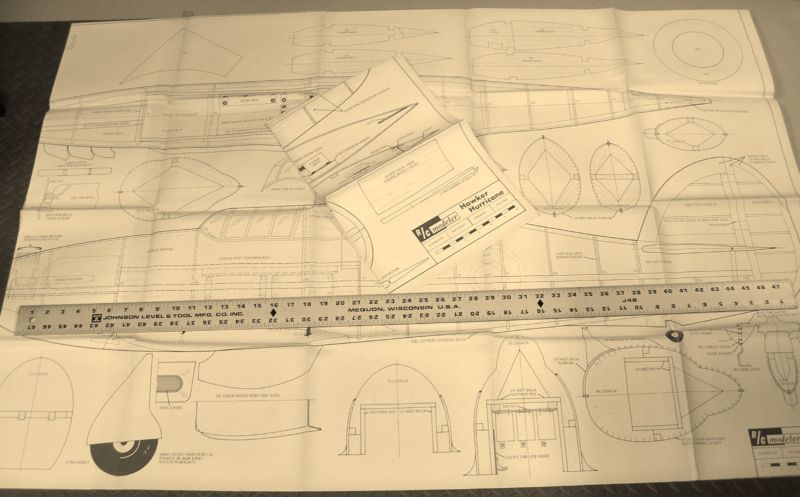 Hawker Hurricane Full Size Model Airplane Plans 70 WS 61 Engine 4 CH 