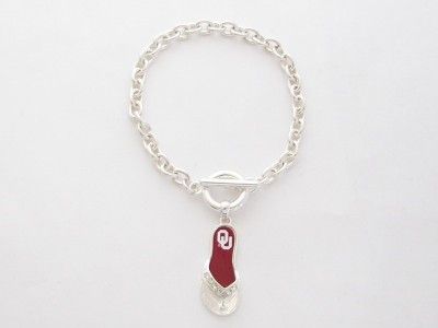 Oklahoma Sooners Crystal Flip Flop Bracelet Jewelry Ou