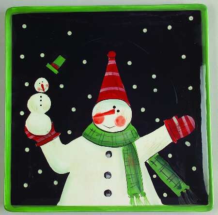 Certified International Juggling Snowman Dessert Plate 2