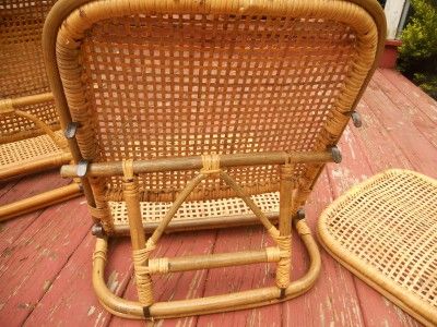 mid century modern wicker and cane sand chairs