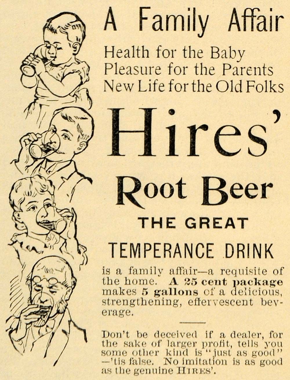 1892 Ad Hires Root Beer Family Temperance Drink Pricing   ORIGINAL 