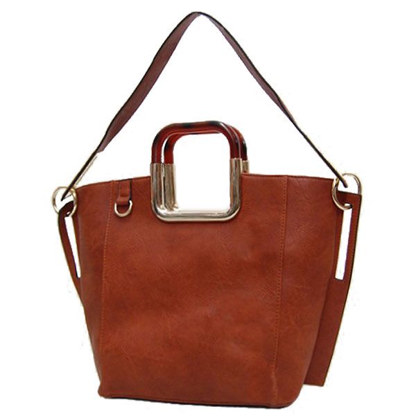 ELEGANT SQUARE HANDLE & SHOULDER STRAP SATCHEL BAG HANDBAG PURSE WOMEN 