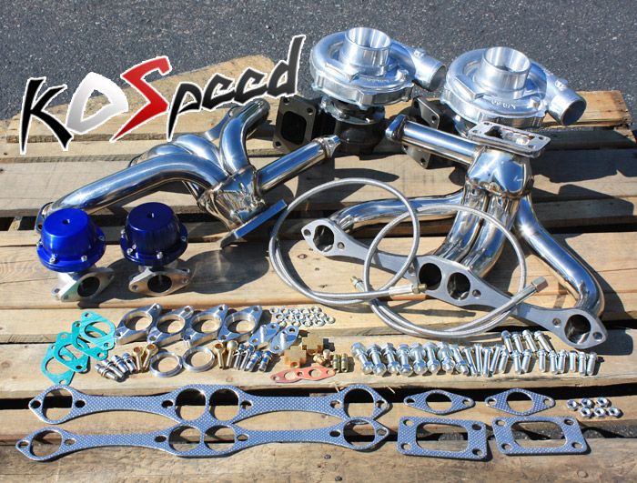 Small Block Chevy 283 305 T3 T4 Twin Turbo TT Manifold Kit SBC Oil 