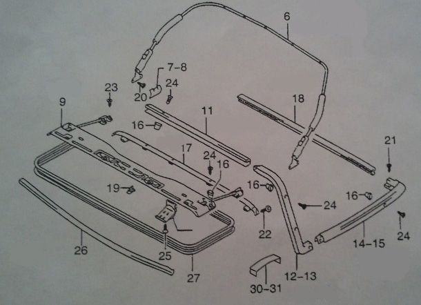 Chevy Tracker Soft Top Trim Top Center Molding Suzuki Vitara 1999 2004 