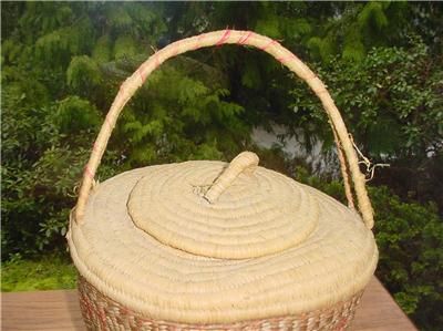 Unusual Twined Chehalis Indian Basket with Coiled Lid