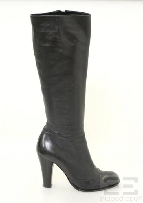 chie mihara black leather knee high boots size 40