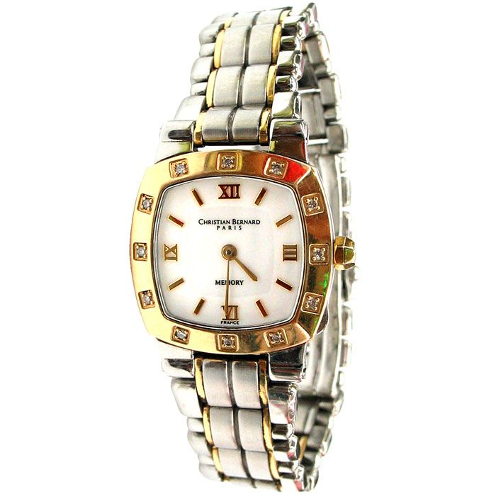 Christian Bernard Memory Ladies Stainless Steel 18K Gold Diamond Watch 