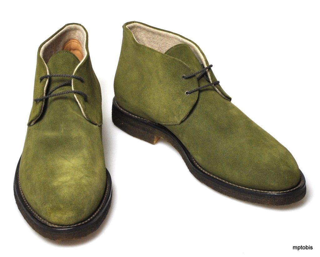 995 NEW Giucas Napoli Fatte A Mano Green Suede Chukkas US 12