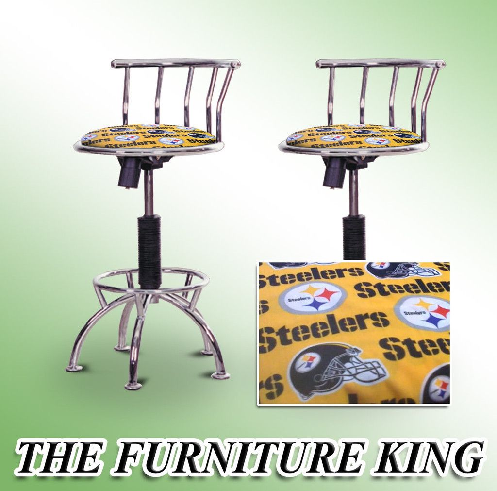 24 29 Chrome Adjustable Swivel Seat Pittsburgh Steelers NFL Theme