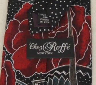 chez roffe new york rose silk neck tie garden