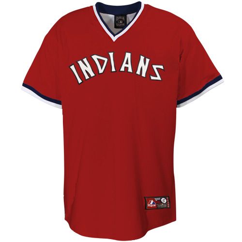 Majestic Cleveland Indians Cooperstown Throwback Replica Jersey   Red