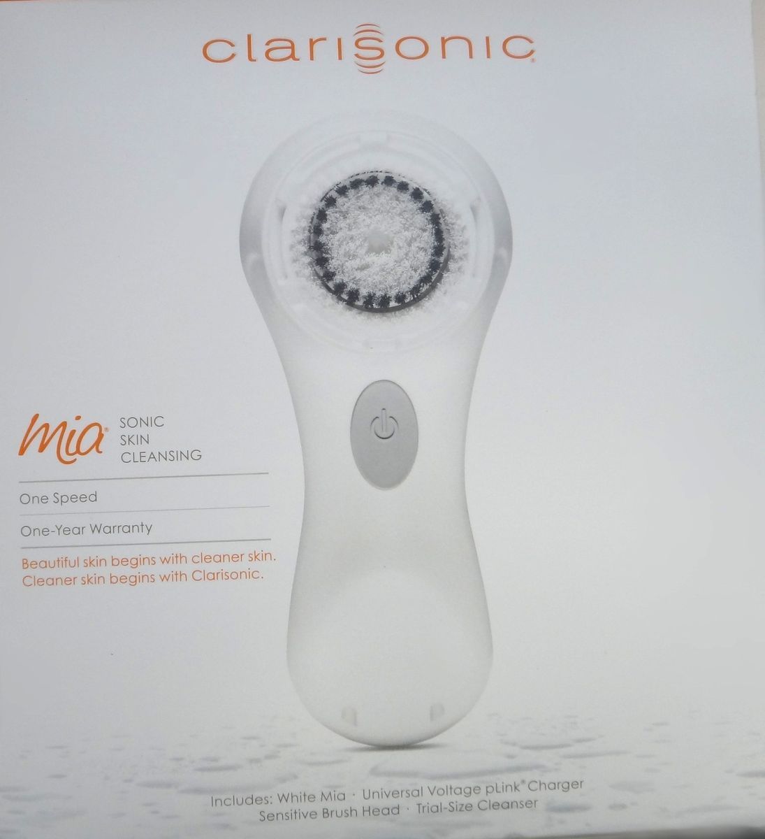 Clarisonic MIA Face Brush Sonic Skin Cleansing System White 1 Speed