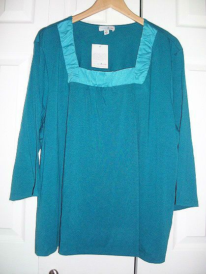 Clinton Kelly for Denim Co 3 4 Sleeve Square Neck Colorblock Top 3X