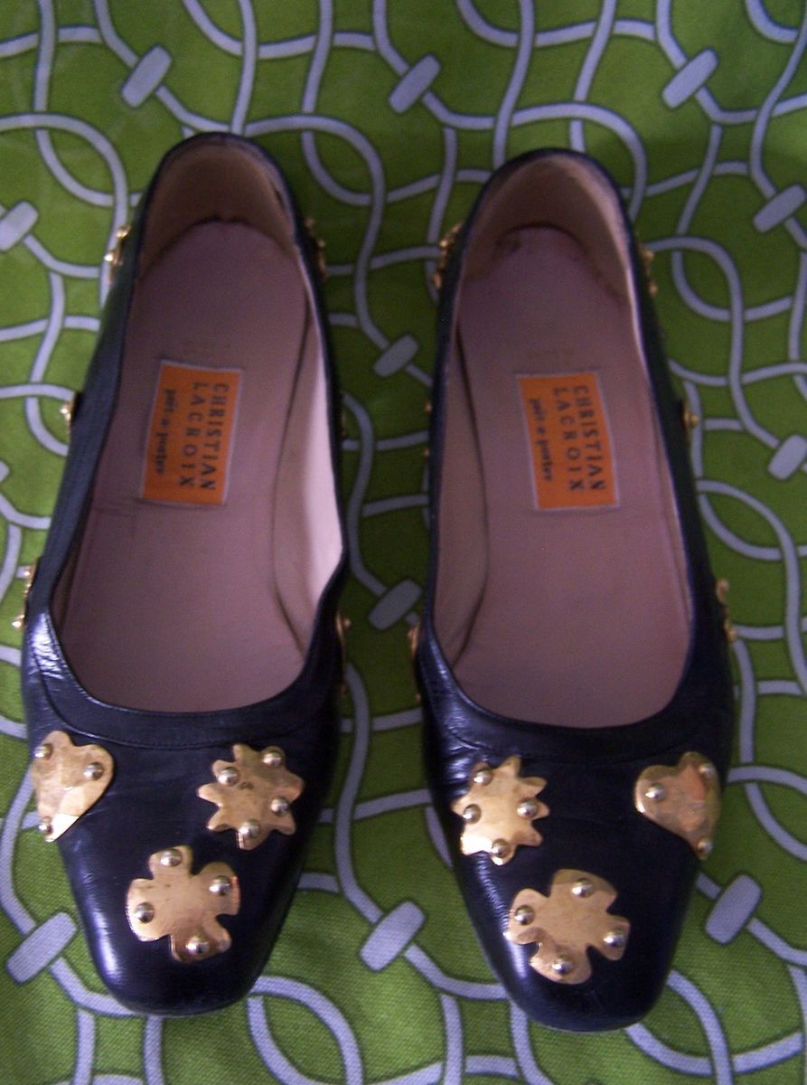 Christian Lacroix Pret A Porter Hammered Gold Flats