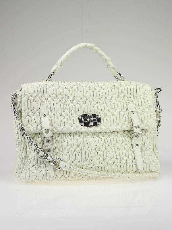  miu miu bianco nappa leather cloquet tote bag is a chic and modern